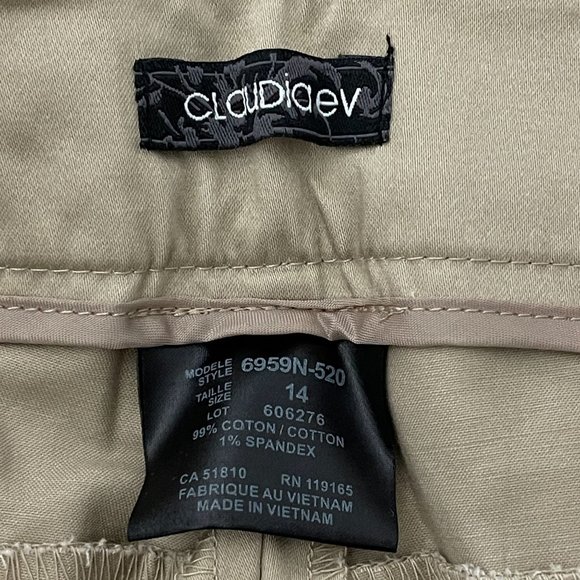 Claudia EV Women's Khaki Capri Pants, Size 14 NWT - Picture 3 of 7
